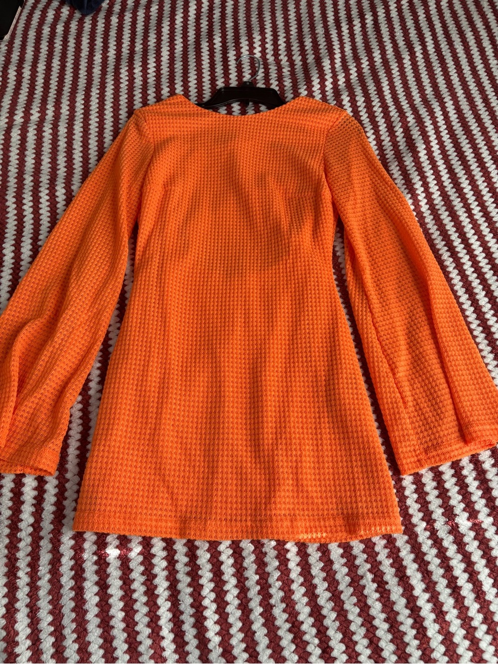 SHEIN Bright Orange Textured Mini Dress